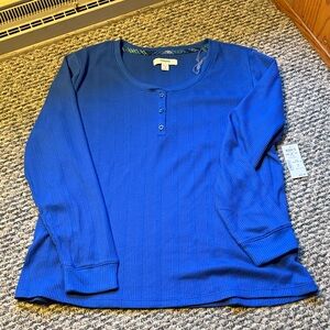 Sonoma Blue Ribbed Henley Sleep Top